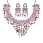 Noor Pink Polki Kundan Neckpiece - Wahe Jewels - Swadesiicart