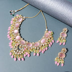 Noor Pink Polki Kundan Neckpiece - Wahe Jewels - Swadesiicart