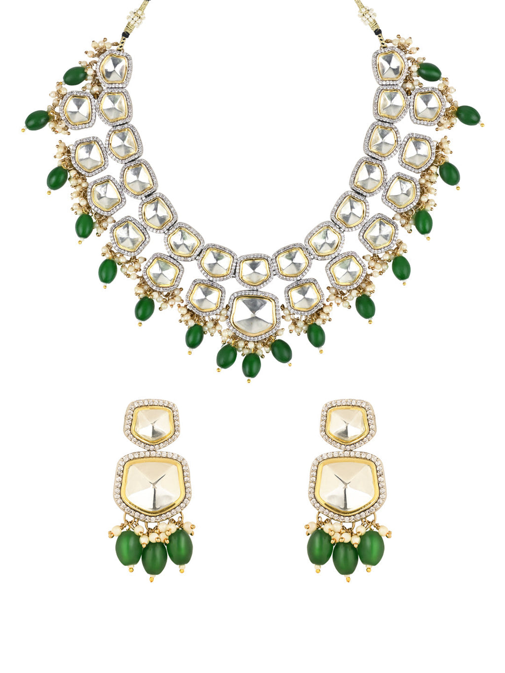 Taapsee Green Polki Kundan Neckpiece - Wahe Jewels - Swadesiicart