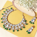 Taapsee Green Polki Kundan Neckpiece - Wahe Jewels - Swadesiicart