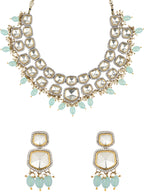Taapsee Turquoise Polki Kundan Neckpiece - Wahe Jewels - Swadesiicart