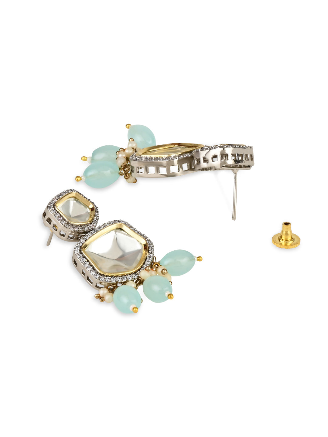 Taapsee Turquoise Polki Kundan Neckpiece - Wahe Jewels - Swadesiicart