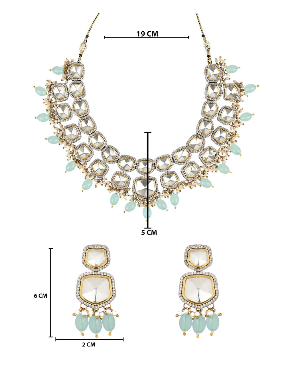 Taapsee Turquoise Polki Kundan Neckpiece - Wahe Jewels - Swadesiicart