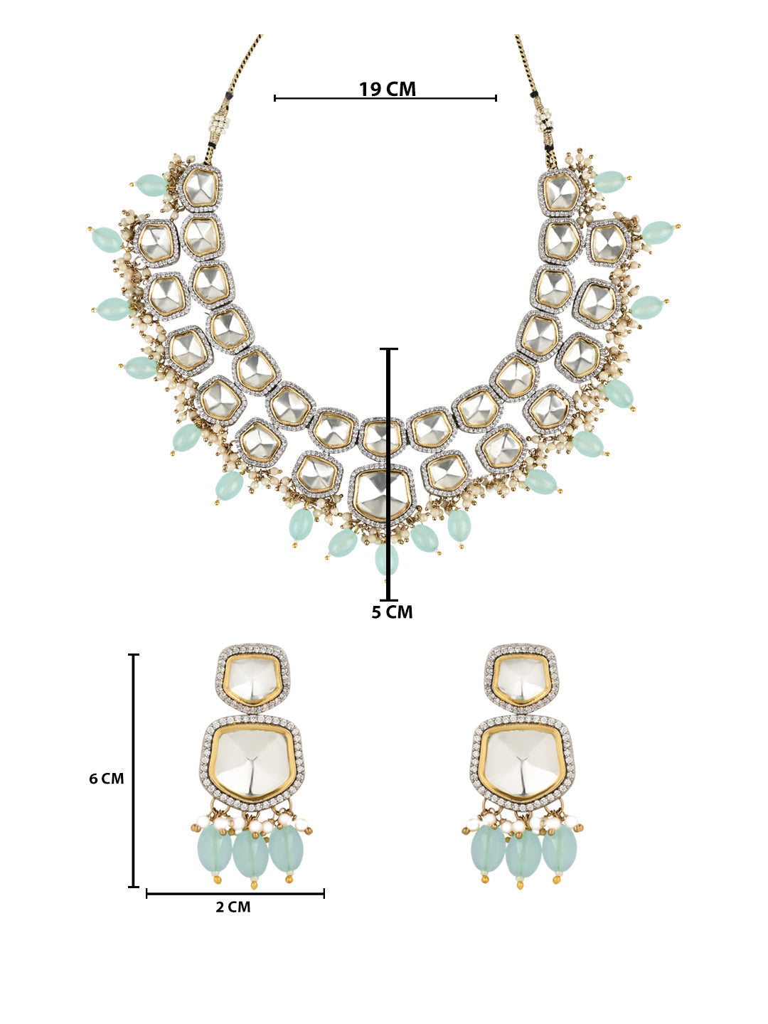 Taapsee Turquoise Polki Kundan Neckpiece - Wahe Jewels - Swadesiicart