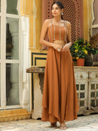 Janasya Brown Georgette Embellished Co-Ords | Grocsy