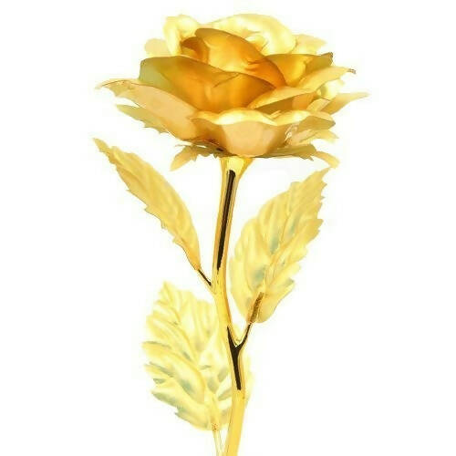 Tied Ribbons Gold-Polished Artificial Rose Flower With Box - Valentine's Day Gifts | Grocsy