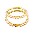 J Pearls Peach Oval Pearl Bangles - Real Pearl Jewelry