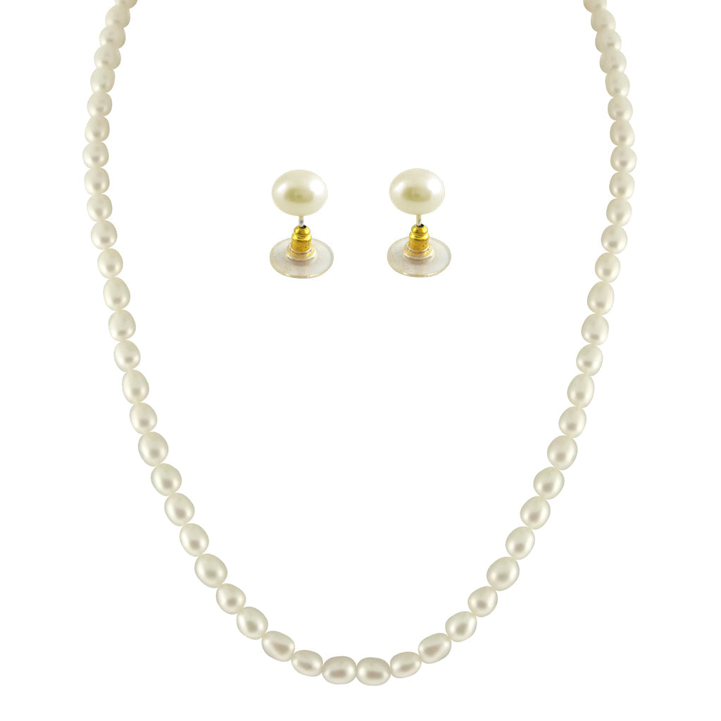 J Pearls 1 Line Oval Pearl Necklace - Real Pearl Jewelry | Grocsy