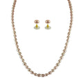 J Pearls Single Line Peach Pearl Set - Real Pearl Jewelry