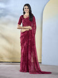 Burgundy Georgette Designer Printed Ready to Wear Saree - Samyana | Grocsy