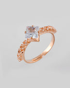 VOJ white CZ-detail Stainless Steel Cubic Zirconia Gold-Polished adjustable finger Ring | Grocsy