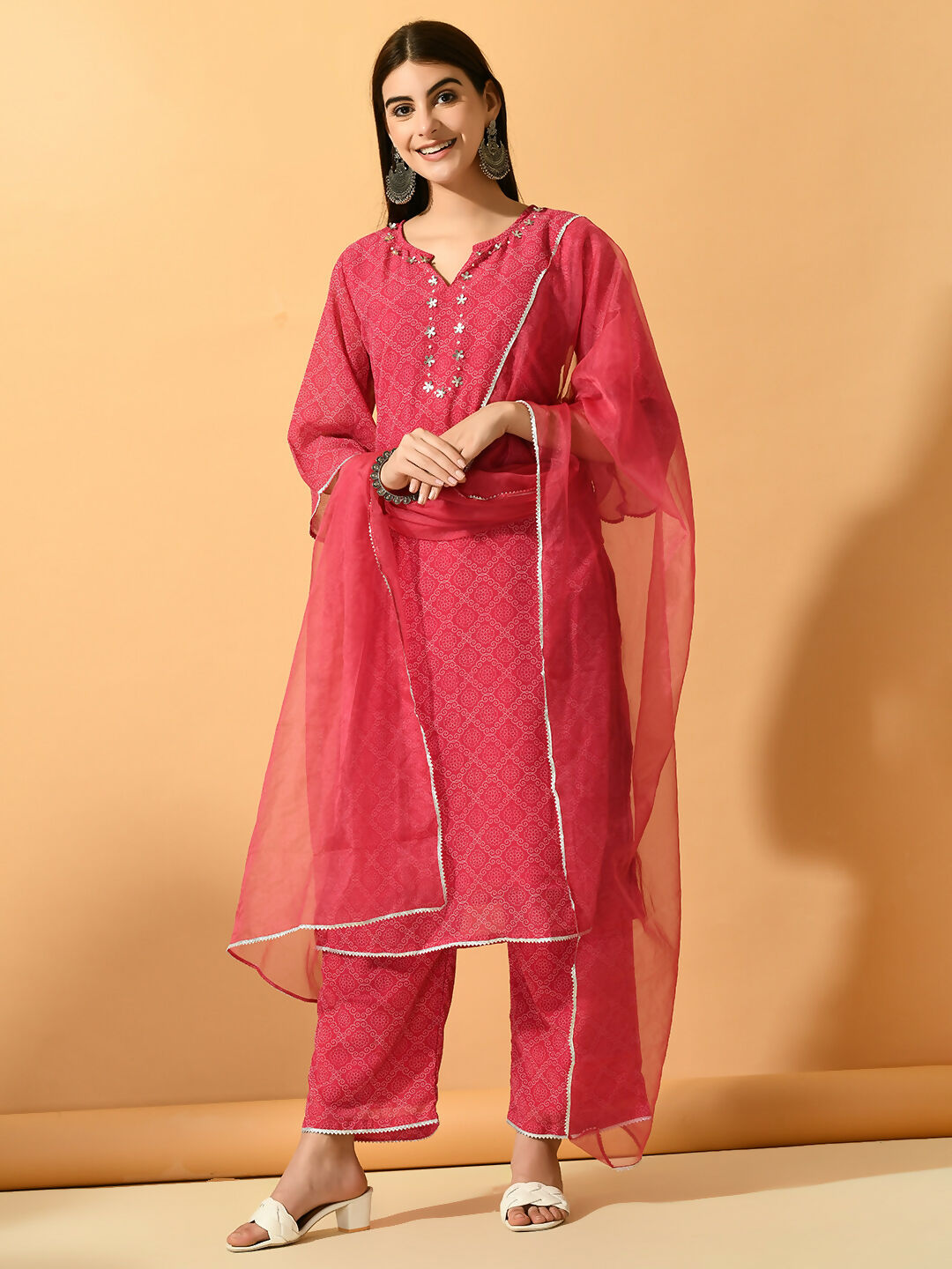 Myshka Women's Pink Embroidered Party Kurta Sets | Grocsy