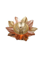 eCraftIndia Gold Toned Lotus Flower Shaped Decorative Brass Diya | Grocsy