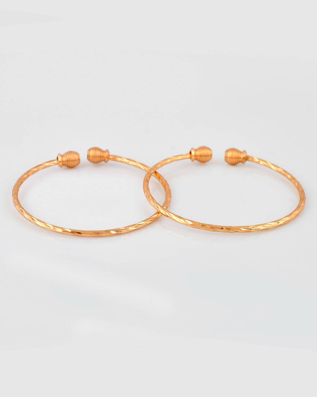 VOJ Stainless Steel Gold-Polished Bangle Set (Pack of 2) | Grocsy