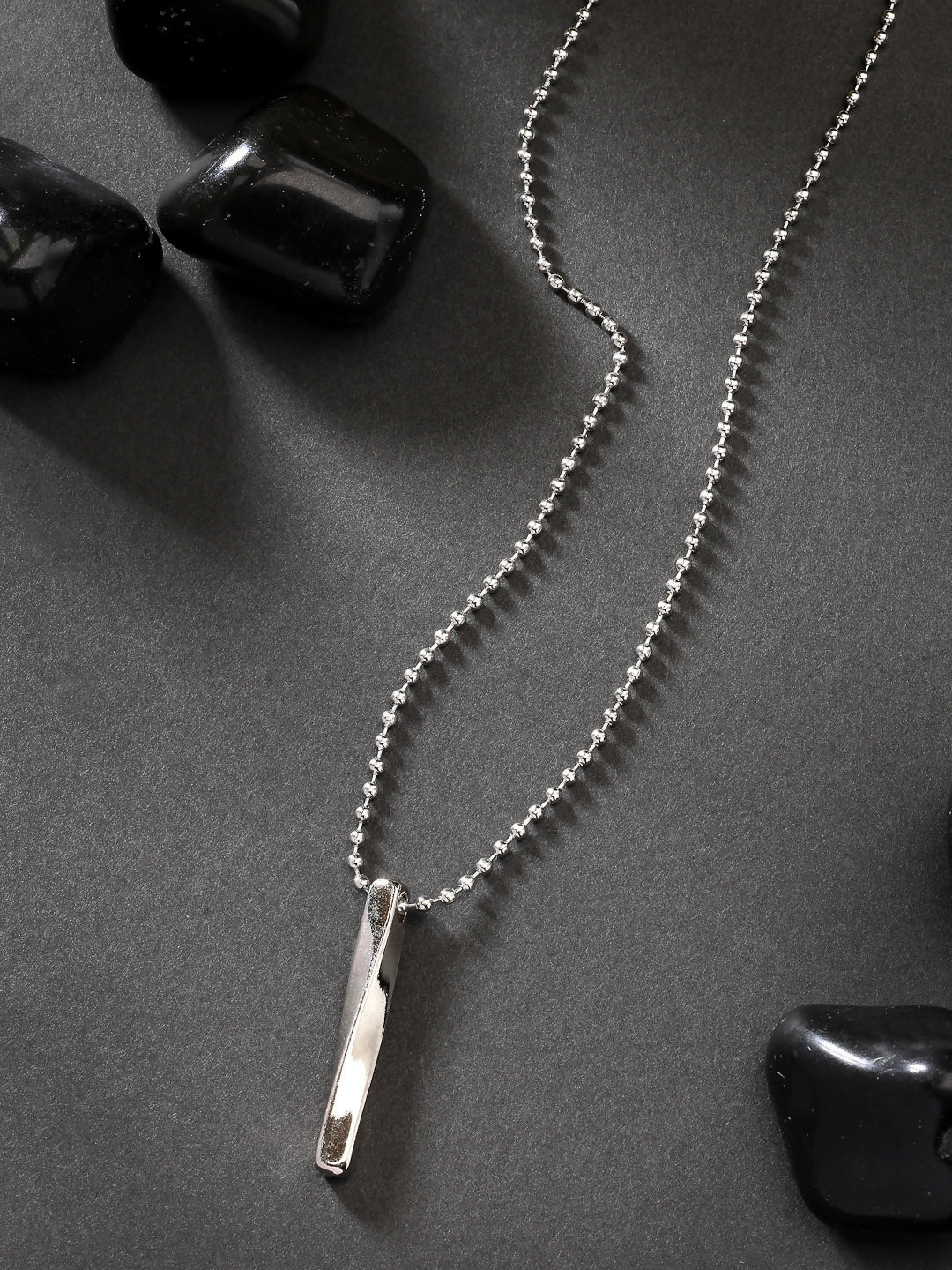 NVR Men's Silver-Plated Stainless Steel Pendant with Chain | Grocsy