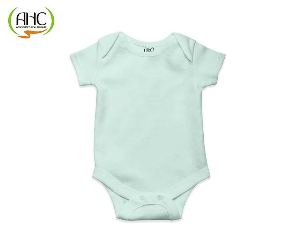 AHC Soft Cotton Short-Sleeve Bodysuits Solid Onesies New Born Infant Dress - Pink/Yellow/Green | Grocsy
