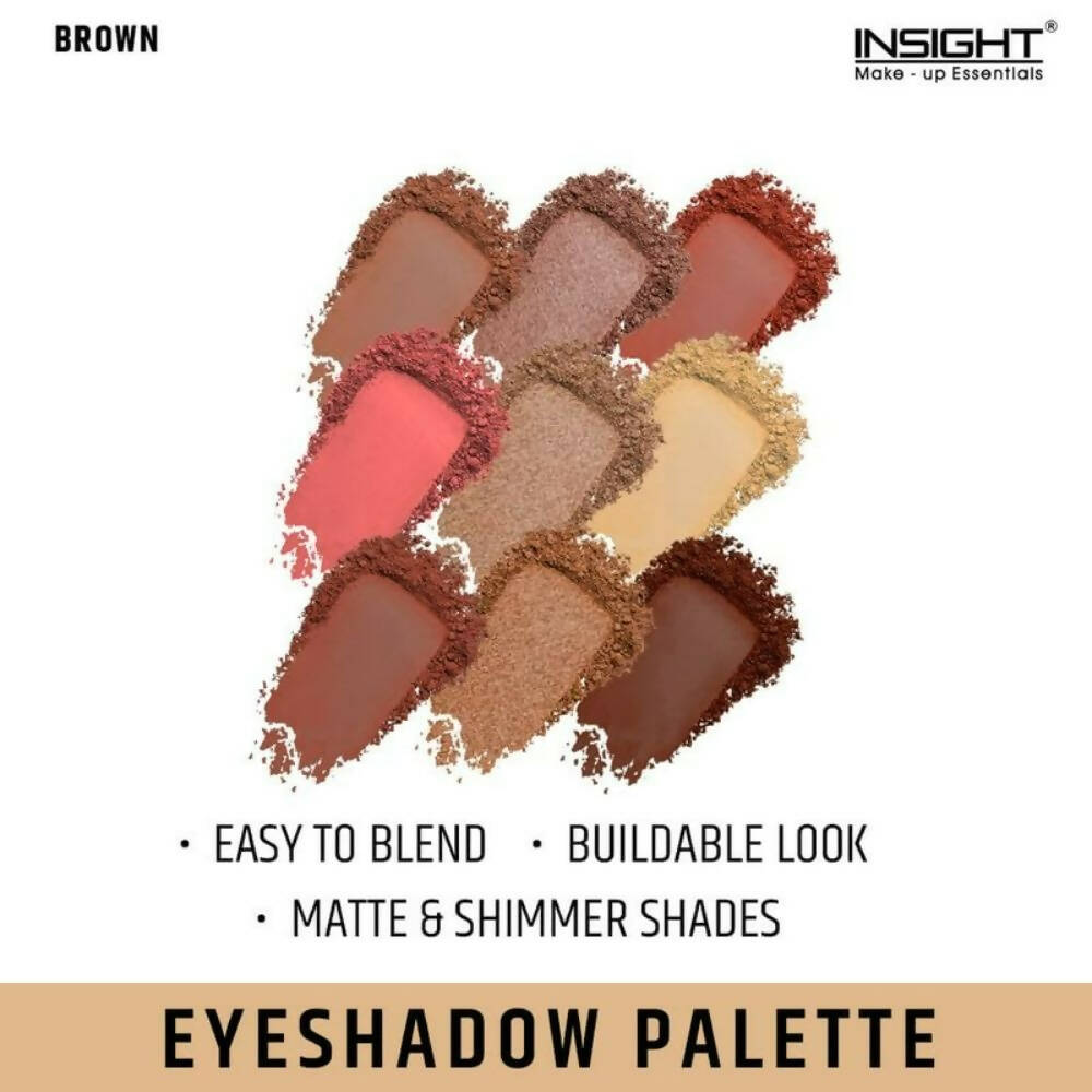 Insight Cosmetics 9 Color Eyeshadow Pallate - Brown | Grocsy