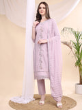 Applique Beads & Lace Embroidered Kurta With Pant & Dupatta, Lavender - Hiral Fashion | Grocsy