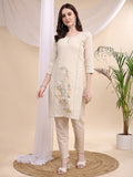 Mirror And Hand Embroidered Co Ords, Cream - Hiral Fashion | Grocsy