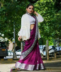 DEIANA'S Beautiful Designer Golden zari Soft Lichi Silk Saree - Majenta | Grocsy