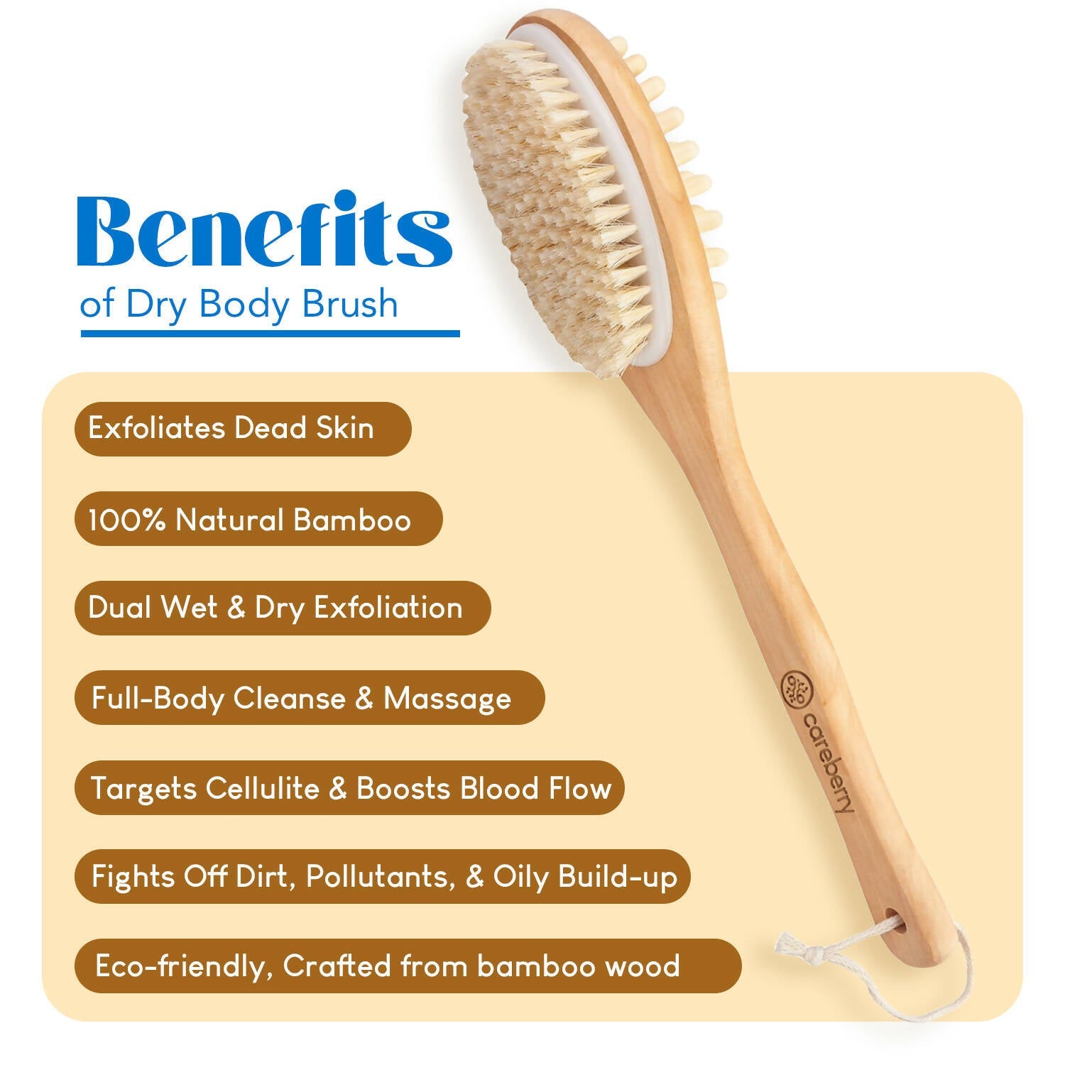Careberry Dual-Action Bamboo Body Brush | Grocsy