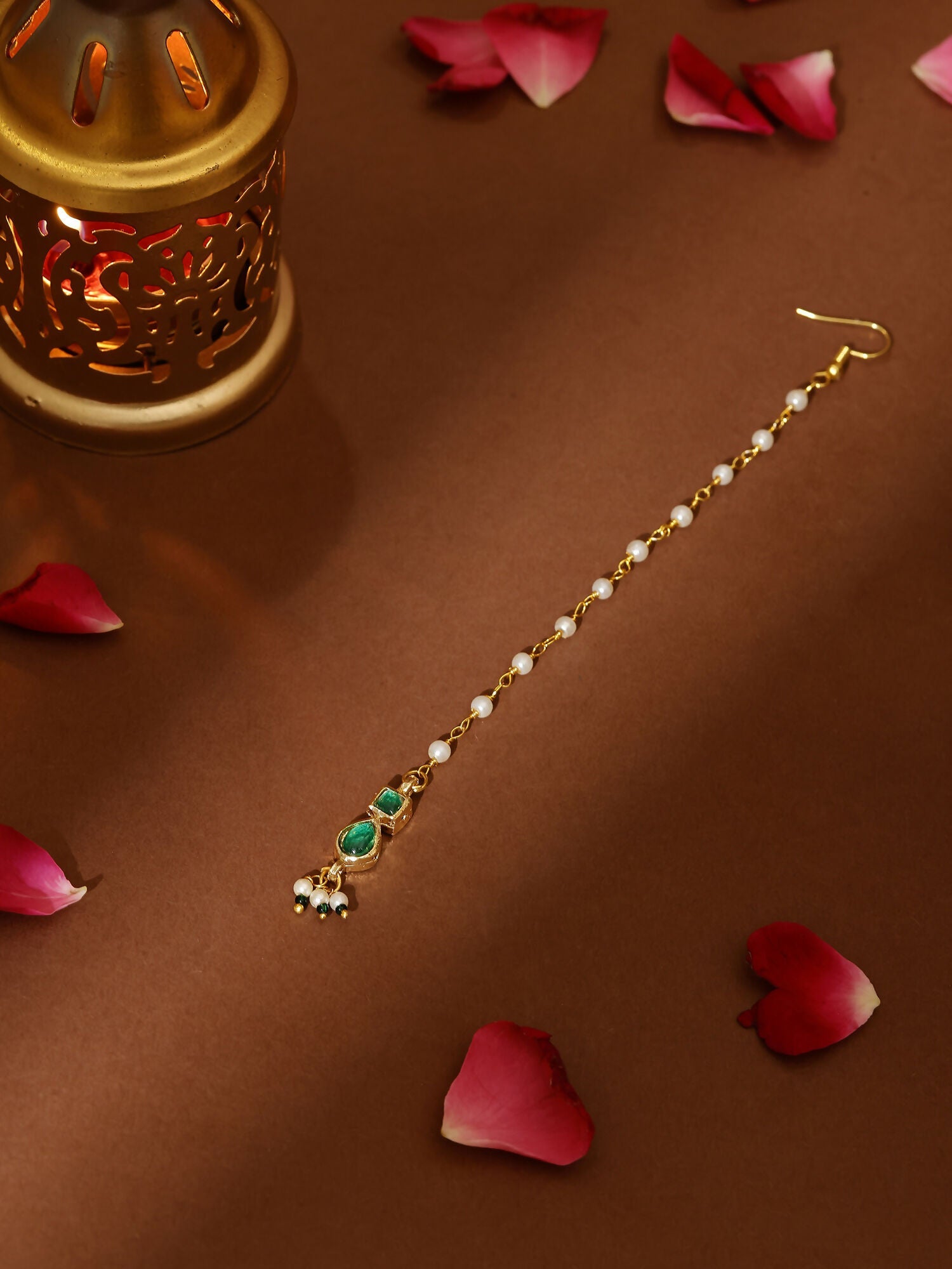 Ruby Raang Green Meenakari Kundan Maang Tikka | Grocsy