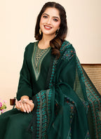 Prazu Fashion Green Printed Cotton Blend Festival Wear Salwar Suit | Grocsy