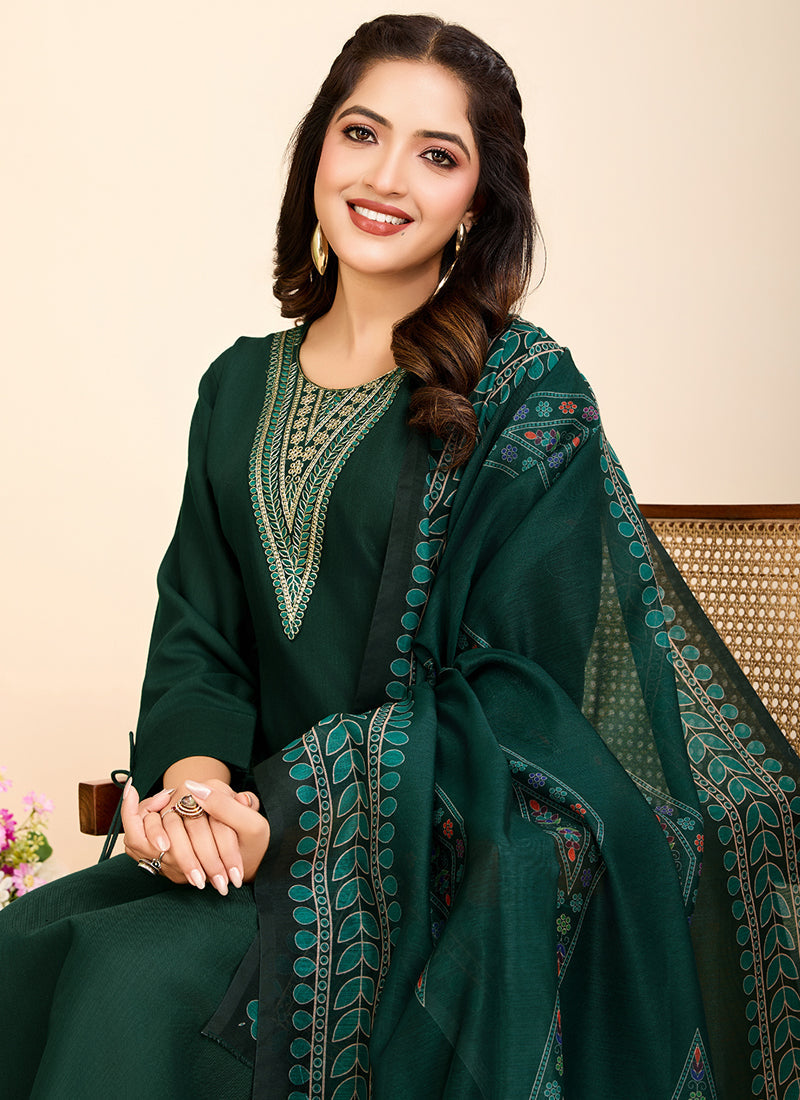 Prazu Fashion Green Printed Cotton Blend Festival Wear Salwar Suit | Grocsy