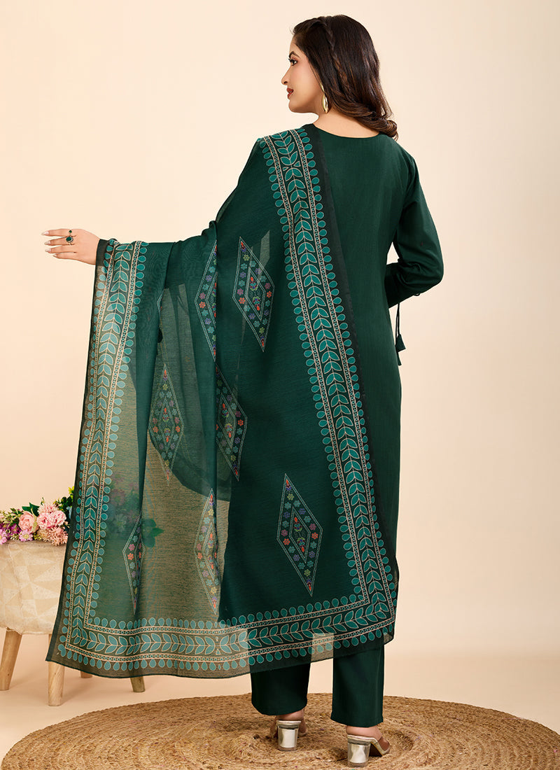 Prazu Fashion Green Printed Cotton Blend Festival Wear Salwar Suit | Grocsy