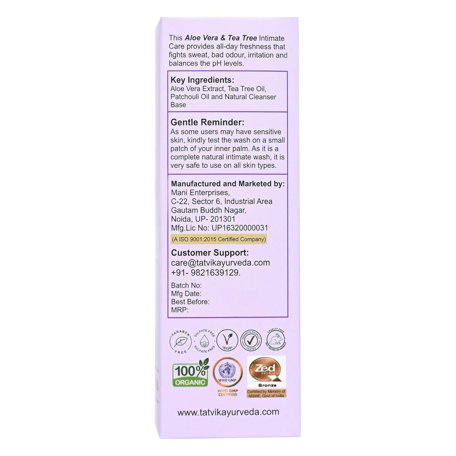 Tatvik Ayurveda Swacha Intimate Care Him (Aloevera & Tea Tree) | Grocsy