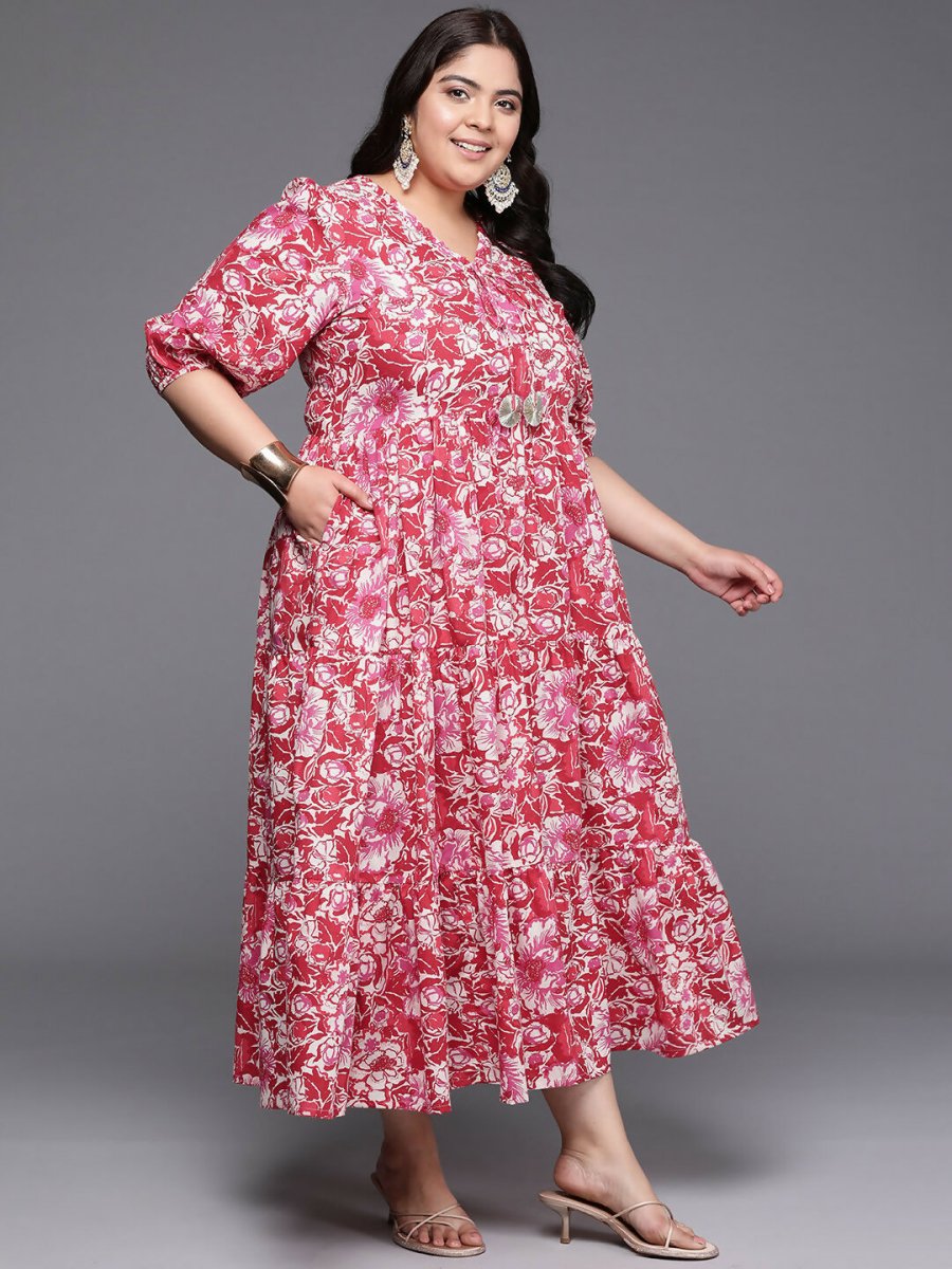 Ahalyaa Women's Traditional wear Ethnic Dress - Red | Grocsy