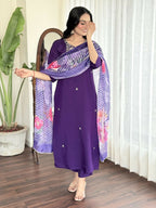 Blue Viscose Chanderi Stitched Suit With Dupatta - Tanisha | Grocsy