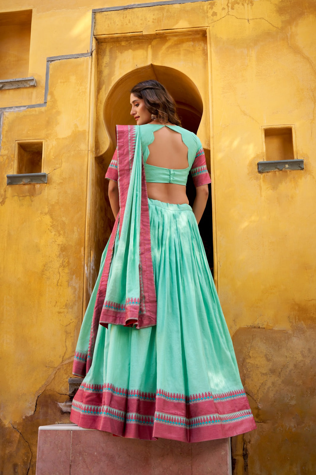 Evanik Pure Chanderi With Thread Work Lehenga Choli | Grocsy