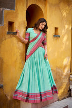 Evanik Pure Chanderi With Thread Work Lehenga Choli | Grocsy