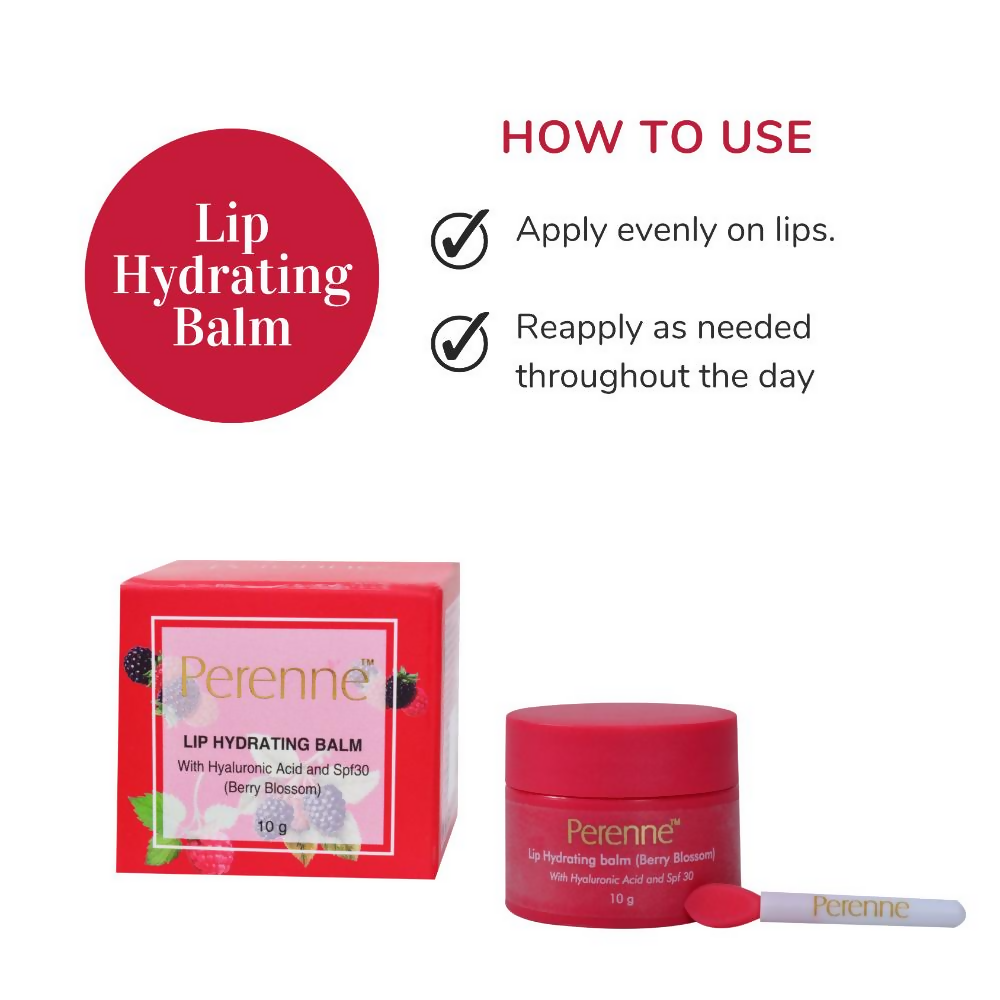 Perenne Lip Hydrating Balm With Hyaluronic Acid & SPF 30 - Berry Blossom | Grocsy