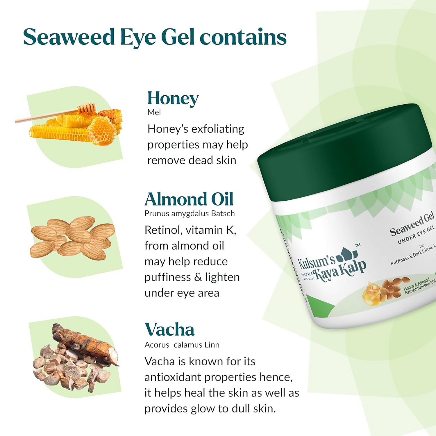 Kulsum's Kaya Kalp Seaweed Gel For Under Eye Dark Circle & Puffiness Reduction | Grocsy