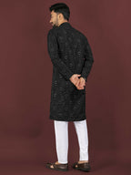 Anaita Black Embroidered Silk Straight Kurta | Grocsy