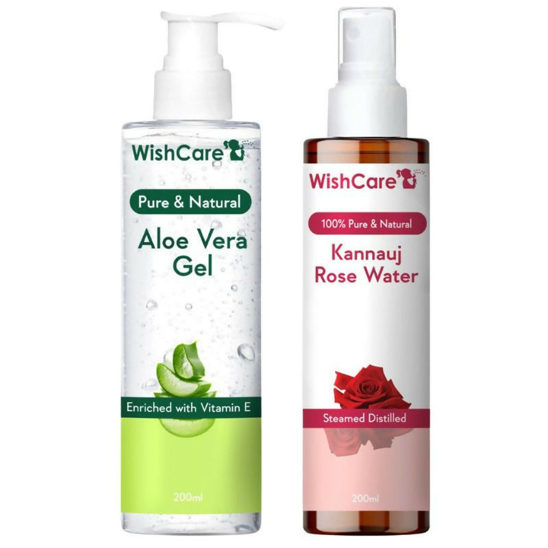 Wishcare Pure Aloe Vera Gel+ Rose Water Combo | Grocsy