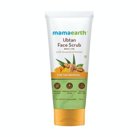 Mamaearth Ubtan Face Scrub with Turmeric & Walnut for Tan Removal | Grocsy