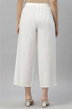Juniper Women's White Rayon Straight Solid Pant/Slim Pant | Grocsy