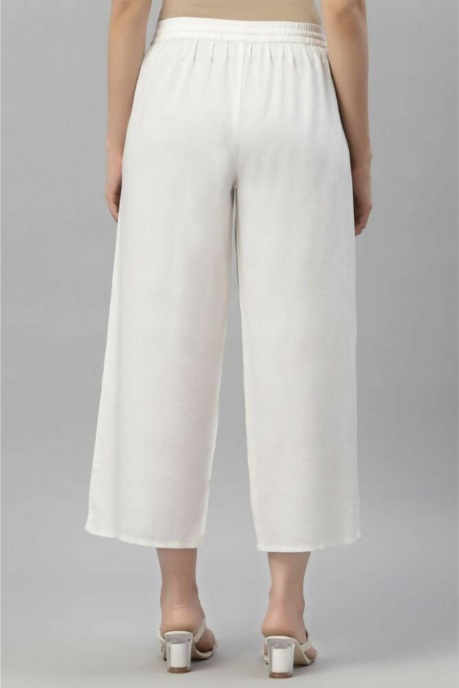 Juniper Women's White Rayon Straight Solid Pant/Slim Pant | Grocsy
