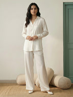 Janasya White Straight Satin Co-Ords | Grocsy