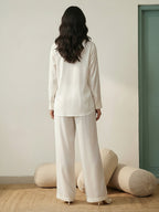 Janasya White Straight Satin Co-Ords | Grocsy