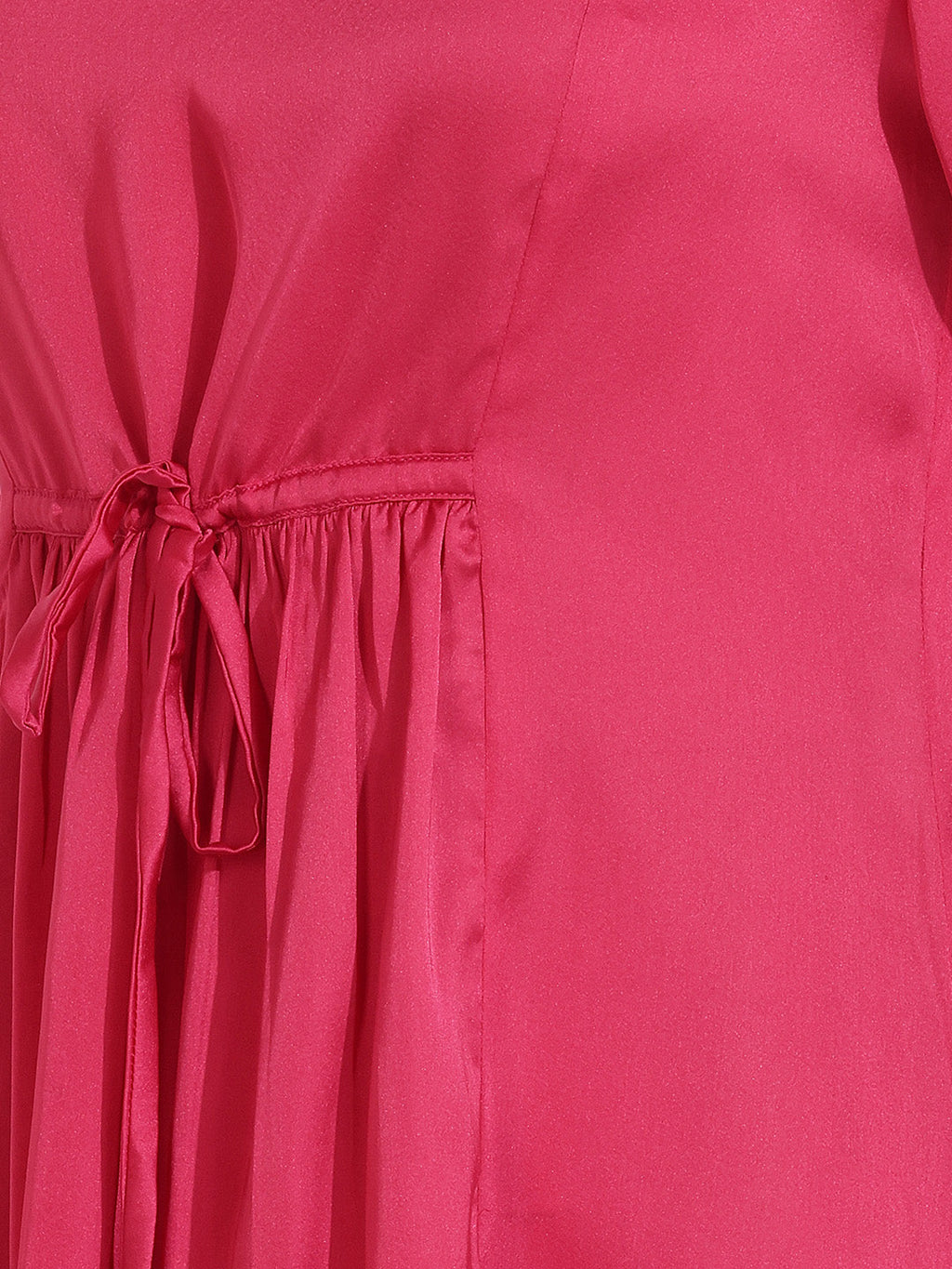 Janasya Magenta A-Line Satin Dress | Grocsy