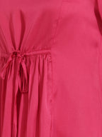 Janasya Magenta A-Line Satin Dress | Grocsy