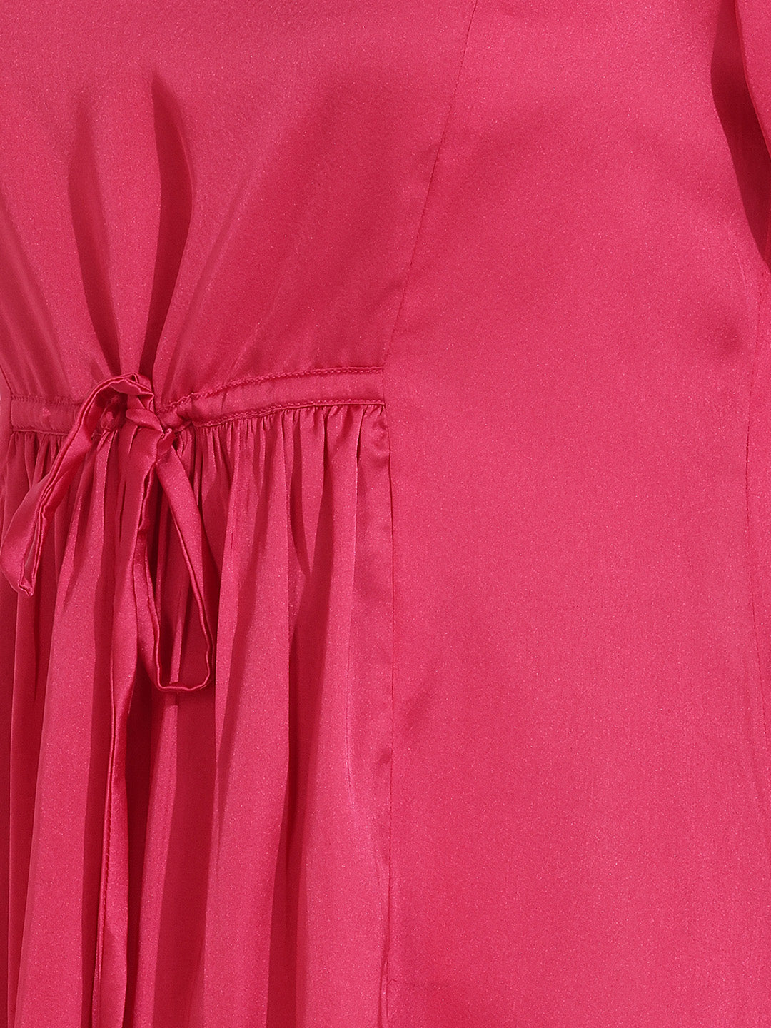 Janasya Magenta A-Line Satin Dress | Grocsy