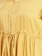 Janasya Yellow Fit & Flare Satin Dress | Grocsy
