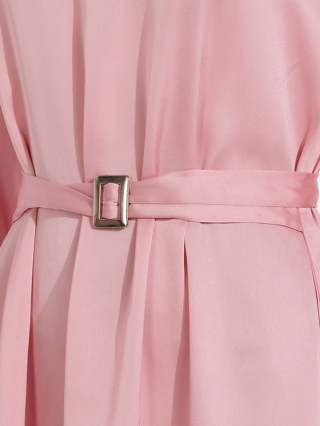 Janasya Pink A-Line Satin Dress | Grocsy