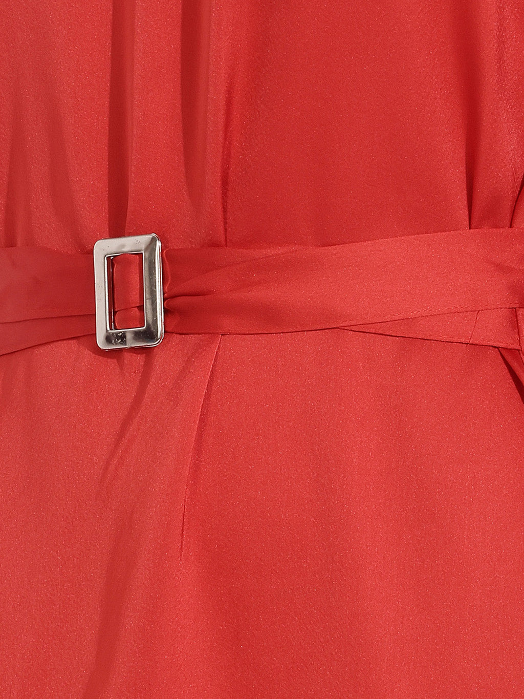 Janasya Red A-Line Satin Dress | Grocsy