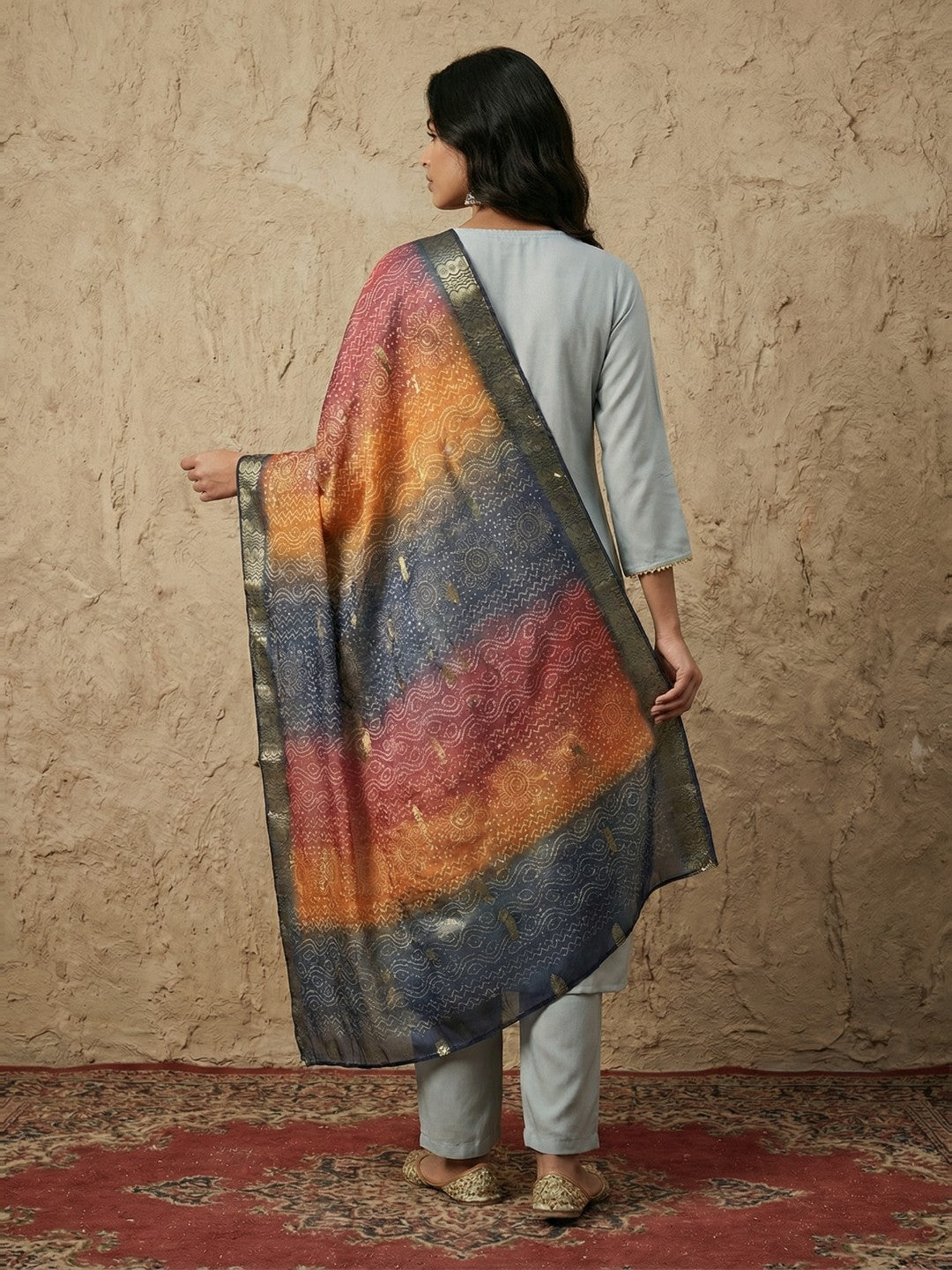 Janasya Grey Straight Crepe Kurta,Bottom & Dupatta | Grocsy